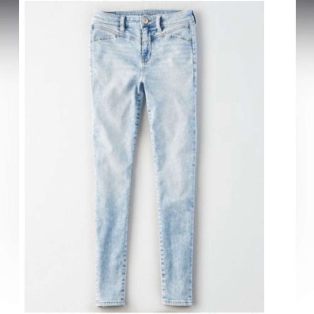 American Eagle Hi Rise Jeggings in Blown Out Blue Size 2 Short